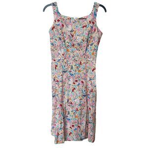 Harold's Dress 4 Sleeveless Shift Midi Paisley Summer Whimsy Pastels Sundress
